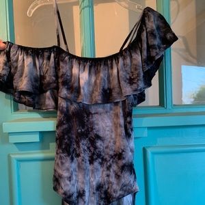 AE Blue Tie-Dye Off The Shoulder Bodysuit xs